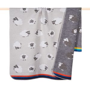 PAD Baby Decke SHEEP | Kinderdecke, Kuscheldecke mit Schaaf | Baumwolle | 2 Größen, PAD Größe:100 x 150