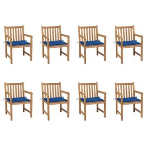 Prolenta Premium  Gartenstühle 8 Stk. mit Königsblauen Kissen Teak Massivholz