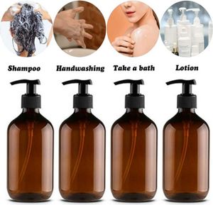 4er/set 500ML Seifenspender Flüssigseifen Pumpflasche Lotionspender Desinfektionsspender Braun Seifenspender