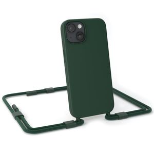 EAZY CASE Handykette Silikon Premium kompatibel mit Apple iPhone 14 Handyhülle mit Umhängeband, Handykordel mit Schutzhülle, Silikonhülle, Hülle mit Band, Kette für Smartphone, Grün
