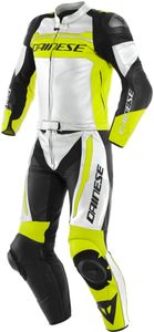 Dainese Mistel 2-Teiler Motorrad Lederkombi Farbe: Weiß/Gelb/Schwarz, Grösse: 44