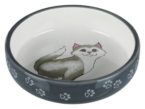 Trixie Keramiknapf, Katze, für kurznasige Rassen, 0,3 l/ø 15 cm, grau/weiß