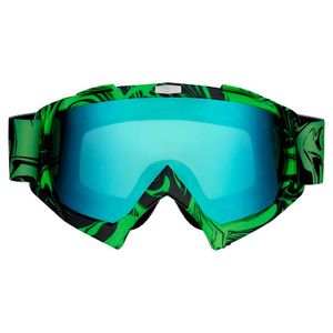 Motocross Brille grün mit blau-grünem Glas