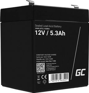 Green Cell® AGM 12V 5,3Ah Akku VRLA Blei-Batterie Bleiakku Ersatzakku Gelakku Akkubatterie Zyklenfest Unbemann UPS | USV | Notstrom | USV-Anlage |UPS -Anlage | Backup-Batterie | Batteriebackup