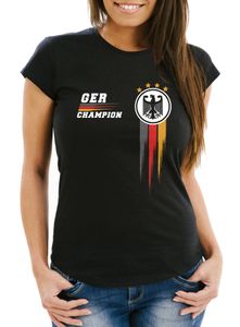 EM Shirt Damen Deutschland Fußball Fanshirt Champion Germany Europameisterschaft 2021 Moonworks schwarz XXL