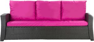 Polster für Polyrattan Sofa 160x60x7cm sitzkissen | Gartenbank Auflage Rosa | Rückenkissen 3*56x50 | Kissen für rattansofa 3 sitzer | Gartenkissen