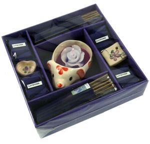 Räucher & Duftset XL - Lavendel, Violett, 4*15*15 cm, Räucherstäbchen & Sets aus Thailand