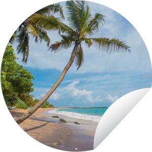 MuchoWow® Gartenposter Outdoor-Poster Rund Palme - Strand - Meer Ø 60 cm Gartendeko Rundes Poster draußen