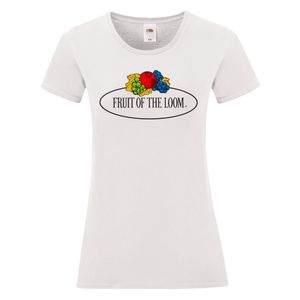 Fruit of the Loom Ladies Iconic 150 T-Shirt mit Vintage-Logo auf der Brust Farbe: weiß - Vintage-Logo groß Größe: M