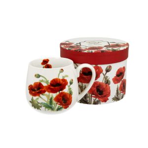 BECHER Hrnček PORCELAN Hrnček na kávu a čaj Biely DUO POPPIES 430 ml