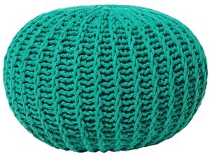 Pouf Smaragdgrün 100% Baumwolle Rund Elegant Modern