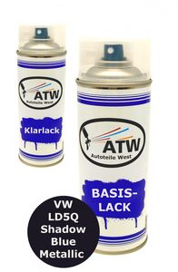 Autolack für VW LD5Q Shadow Blue Metallic 2C Sprühdose 400ml +400ml Klarlack Set