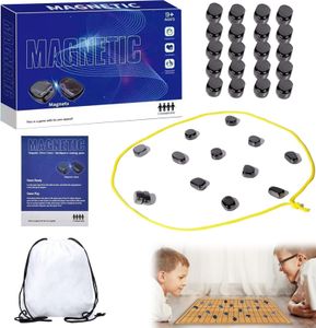 Magnetspiel, Magnetisches Schachspiel, Tragbares Schachbrett Magnetisch, Tisch-Magnetspiel, Puzzle Checkers Spiel mit Spielseil, für Camping, Familientreffen, Partyspiele, Reise