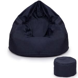 Sitzsack XXL mit Hocker Sitzkissen Bodenkissen Sessel Kissen In & Outdoor Gaminggeignet Sitzsack für Jugendliche und  Erwachsene Beanbag mit Füllung - marineblau