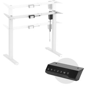 ML-Design Elektrický výškovo nastaviteľný stôl - biely - plynulé nastavenie výšky a šírky - rám stola 73-123 cm(V)/84-130 cm(Š) - ergonomický pracovný stôl Rám stola Nohy stola