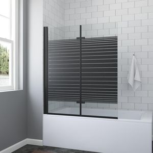 Badewannenaufsatz ohne bohren Schwarz matt 120 x 140 cm Duschtrennwand für Badewanne Duschwand Glas aus 5 mm Einscheiben Sicherheitsglas, Nano Beschichtung
