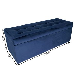 mg design Polsterhocker, 45x120 cm, Farbe Blau – weicher Sitz, aufklappbar mit Stauraum (143l) hält einer Belastung von bis zu 100 kg stand