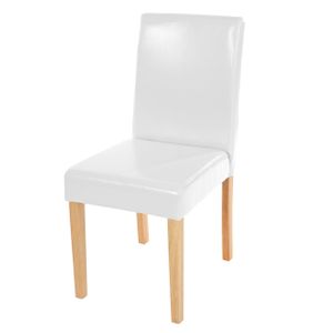 Jedálenská stolička Littau, kuchynská stolička, Imitácia kože ~ biela, svetlé nohy