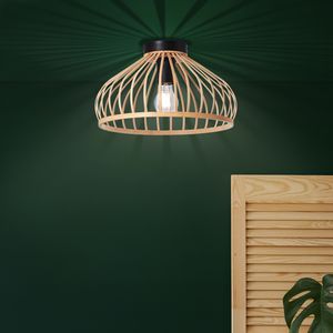 BRILLIANT dimmbare Bambus Deckenlampe NORAH | dekorative Deckenleuchte für LED geeignet |  22 cm Höhe & 34 cm Durchmesser | E27 Fassung max. 40 W | Bambus/Metall
