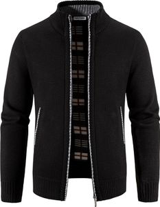 Mofut  Strickjacken für Herren Cardigan Herren  Pullover Strickjacke mit Reissverschluss Stehkragen Winter Schwarz