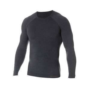 BRUBECK Herren Langarm Funktionsshirt | Atmungsaktiv | Thermo | Sport | Fitness | Unterhemd | Unterwäsche | 41% Merino-Wolle | LS12820, Gr.:L, Farbe:Dark Grey
