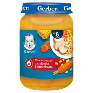 Zeleninová kytica Gerber s teľacím mäsom a cestovinami pre dojčatá od 8 mesiacov 190 G