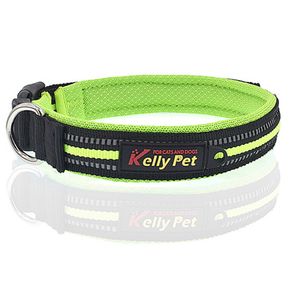 Hundehalsband reflektierend Nylon Mesh atmungsaktives Band Klickverschluss Größe L (Breite 2,5 cm, Länge 47-54 cm) Grün
