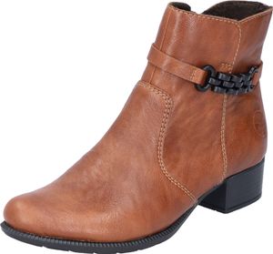 Rieker Damen Stiefelette Riemen mit Kette Blockabsatz 78676, Größe:38 EU, Farbe:Braun