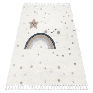 Teppich YOYO EY78 weiß / beige - Wolke, Regenbogen, Punkte für Kinder, strukturell, sensorische Fransen beige 200x290 cm