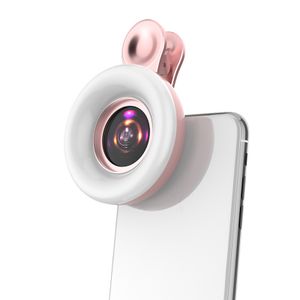 wiederaufladbare Clip-on 15x LED Photography Selfie Telefon Makroobjektiv Füllung Licht-Rosa