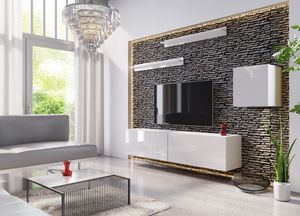 3xEliving moderná zostava nábytku do obývačky Grico, nástenná skrinka, nábytok na TV, biela farba / Rôzne farby
