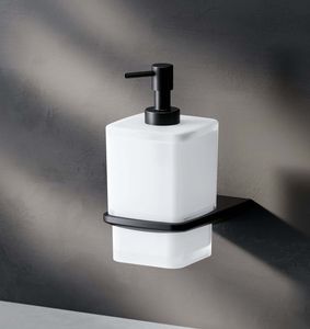 Seifenspender Wandmontage Flüssigseifenspender nachfüllbar Dispenser für Seife oder Duschgel mit Bohren Edelstahl Glas AM.PM, Schwarz