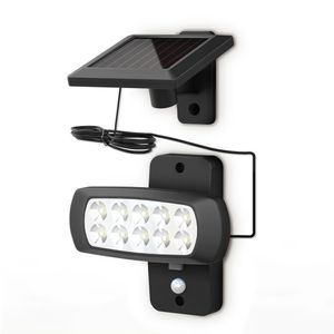 LED Solar Außenleuchte PIR Bewegungssensor Wandlampe Außenstrahler IP44 schwarz