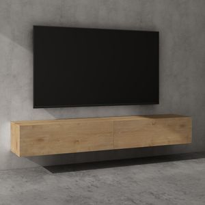 doporro® TV Lowboard TV-Schrank Fernsehschrank Holz 200 cm in Kerneiche Hängend oder Stehend Fernsehtisch, TV-Regal für Fernseher Fernsehschrank02