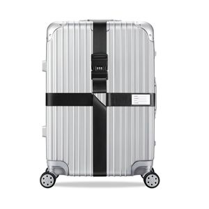 Kreuz-Kofferband Koffergurt Gepäckband Kofferriemen Gepäckgurt verstellbar, Farbe:Schwarz