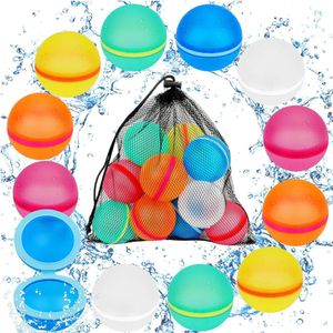 24x PRECORN Wasserbomben – Wiederverwendbar, selbstschließend, in 1 Sek. befüllt, weiche Splash-Bälle für Kinder & Erwachsene, Sommer, Pool & Strand