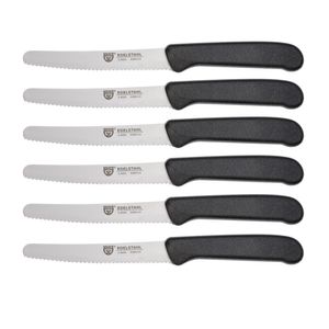GRÄWE Tafel- Brötchenmesser / Frühstücksmesser, schwarz, 6 Stück