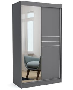 Moderner Kleiderschrank mit Schiebetüren TONY 120 cm (ANTRACIT)