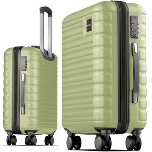 Travely Premium Handgepäck Koffer 55x40x20cm - passend für Ryanair, Lufthansa, Eurowings und co. I 36L Trolley mit sanften Rollen und praktischem TSA Schloss, Reisekoffer, Nebelgrün