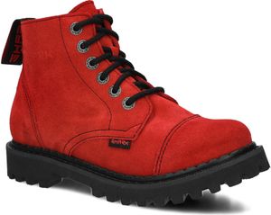 NAGABA Stiefel Damen Herren Springerstiefel 6-Loch - Leder - Rot - 38
