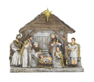 Deko Weihnachts-Krippe 19,5 x 17 cm aus Kunststein