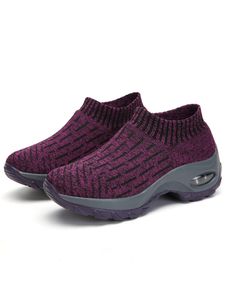 Damen Elastisch Weich Sneaker Schlupfschuhpolstere Sockenschuhe Freizeitschuhe Lila,Größe:EU 36