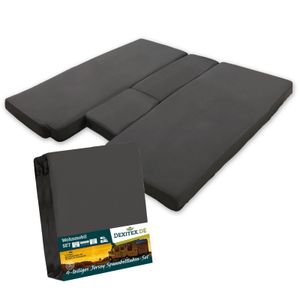 Spannbettlakenset Wohnmobil 4 Teilig mit Mittelmatratze - Bettlaken Set Antrazit für Wohnmobil- für Matratze Wohnmobil - Grau - 100% Baumwolle Spannbettlakenset Wohnmobil 4 Teilig mit Mittelmatratze - Bettlaken Set Antrazit für Wohnmobil- für Matratze Wohnmobil - Grau - 100% Baumwolle