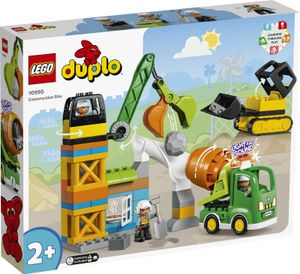 LEGO 10990 DUPLO Baustelle mit Baufahrzeugen, Kran, Bulldozer und Betonmischer-Spielzeug für 2-jährige Jungen und Mädchen mit großen Steinen