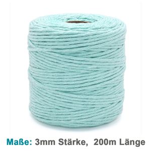 Vershy Makramee Garn - 200m (Stärke: 3mm) - 100% Natürliches, gezwirntes Baumwolle Garn Mint