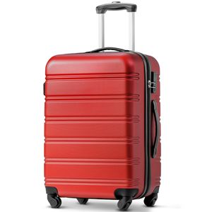 Flieks Reisekoffer mit Universalrad, Trolley Hartschalenkoffer Handgepäck Koffer mit Schwenkrollen, XL, 52x32x78cm, Rot