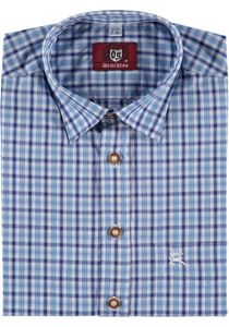 OS Trachten Herren Hemd Langarm Trachtenhemd mit Liegekragen Lundoko, Größe:51/52, Farbe:marine