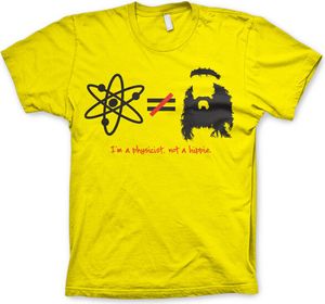 TBBT - Im A Physicist, Not A Hippie T-Shirt - Medium - Yellow