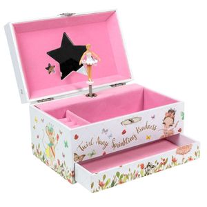 Intirilife Schmuckschatulle mit Spieluhr Musikschmuckdose mit Ballerina - 17.8 x 11.3 x 9.5 cm - Schmuckkästchen für Mädchen Aufbewahrungsbox mit Musik für Kinder