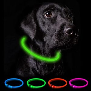 FNCF Leuchthalsband Hund USB Aufladbar - Wasserdichtes Hundehalsband Leuchtend mit 3 Beleuchtungsmodi, Längenverstellbareres LED Halsband für Kleine, Mittlere und Große Hunde (Grün)
